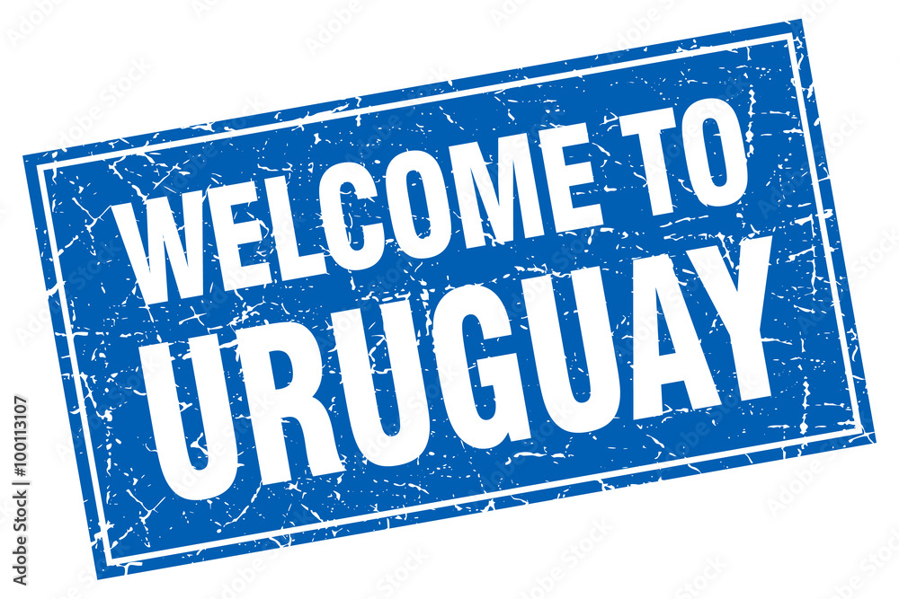 Uruguay blue square grunge welcome to stamp Uruguay blue square grunge welcome to stamp