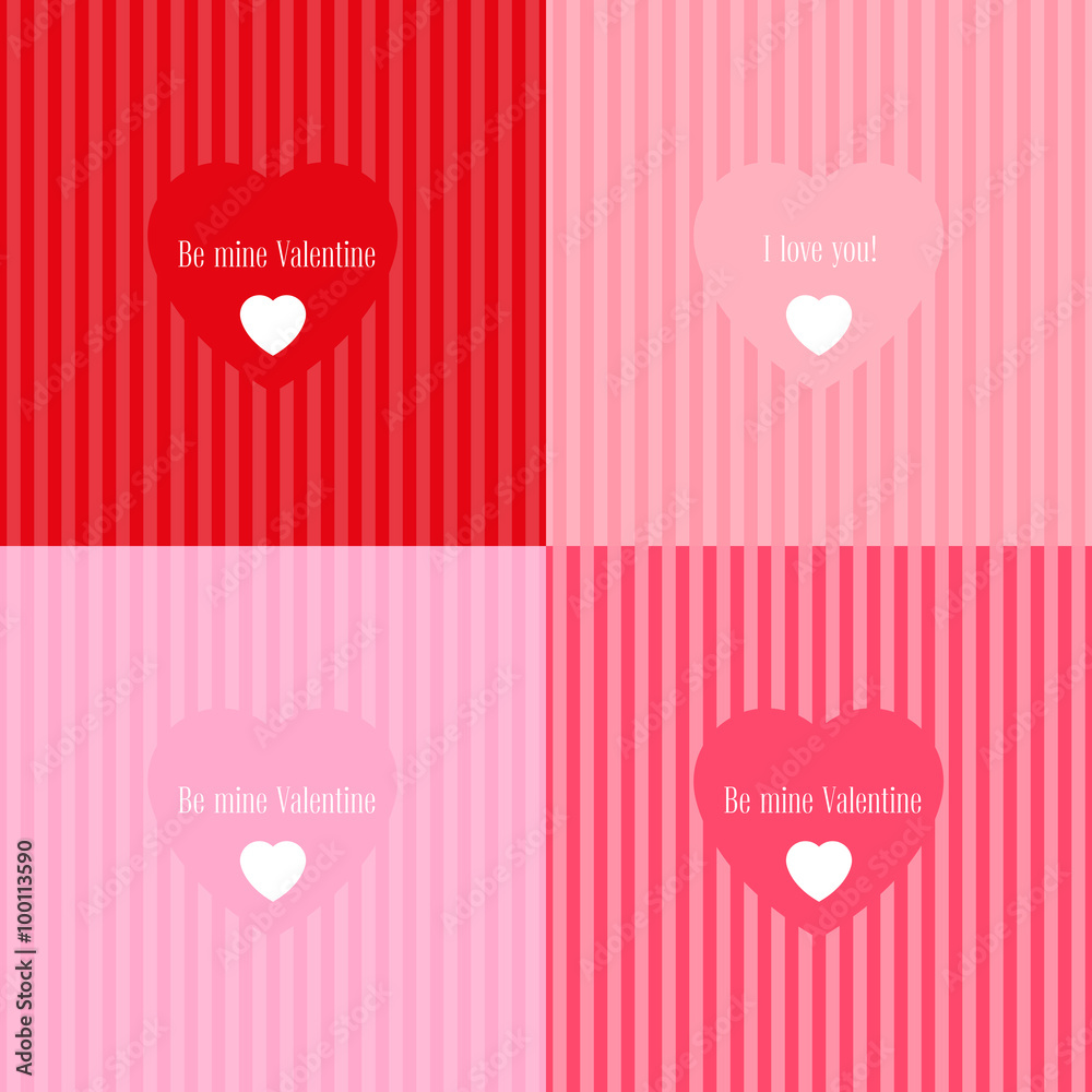 Set of banners for design poster or invite Valentine's Day with big heart and title. Vector illustration.