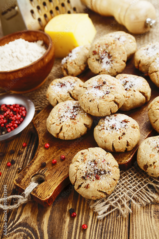 Salt oatmeal cookies with cheese and pepper Salt oatmeal cookies with cheese and pepper