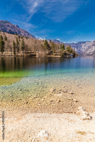 Bohinj Lake With Mountain Range-Slovenia,Europe