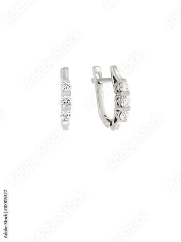 diamond earrings isolated on white