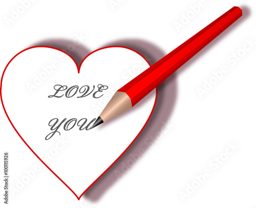 Heatrt with text LOVE YOU