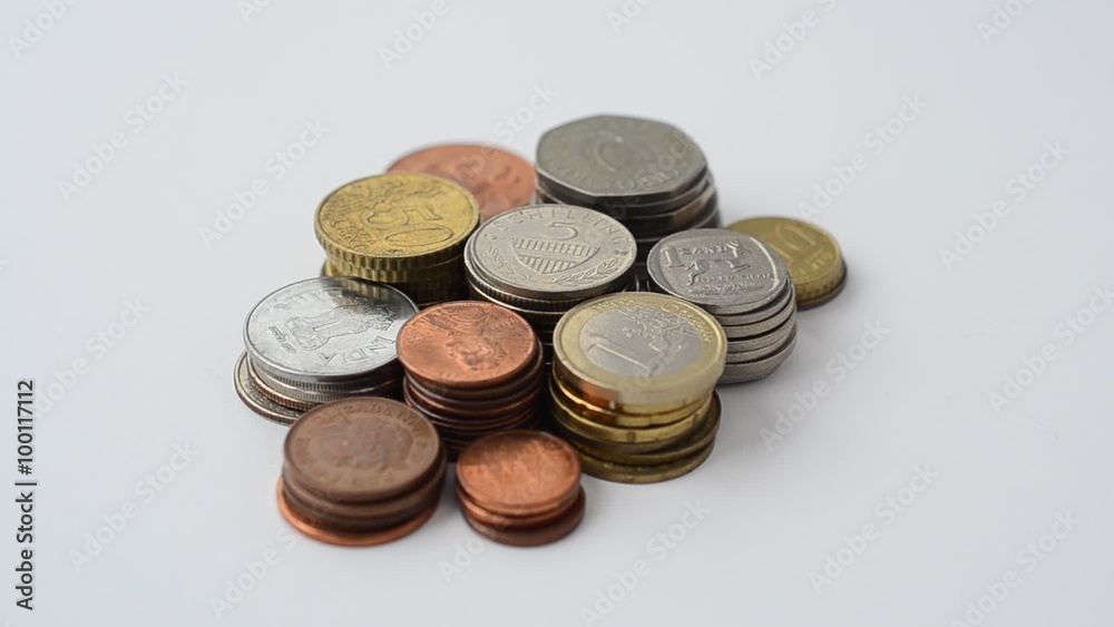 Money on a white background, coins. Money on a white background, coins.