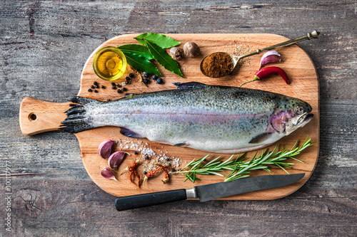 Fresh trout with spices and seasoning