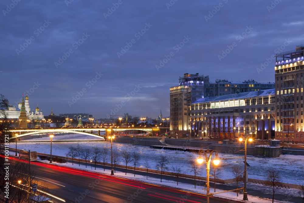 Winter evening Moscow, Russia