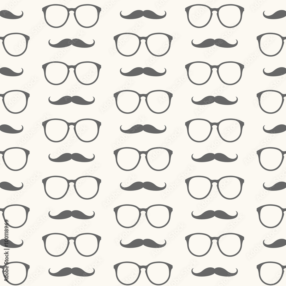 Vector seamless pattern of mustache and glasses Vector seamless pattern of mustache and glasses
