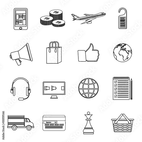 Set of simple line icons