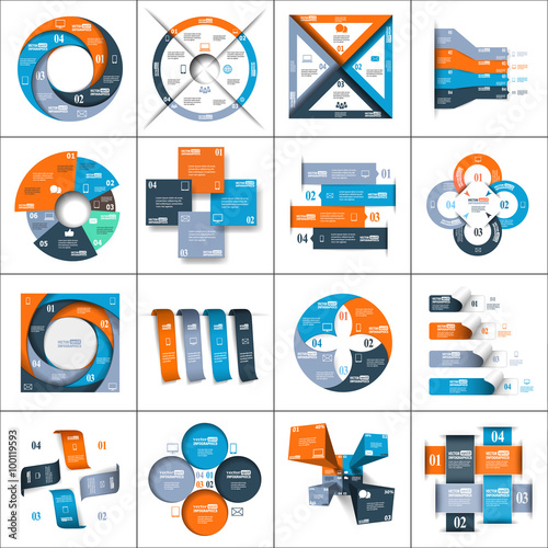 Modern paper infographics set