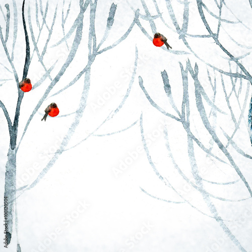 Watercolor winter background
