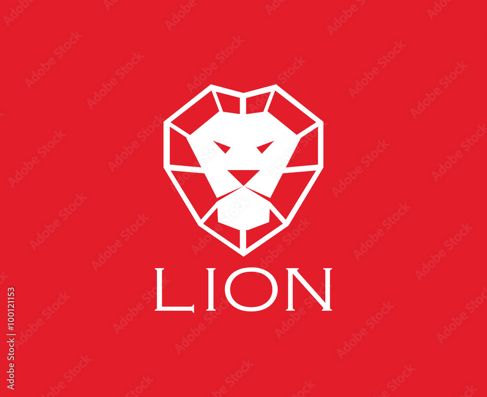 Naklejka premium Vector images of lion head design on red background.