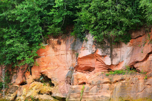 Sandstone cliffs in Gauja national park  Latvia