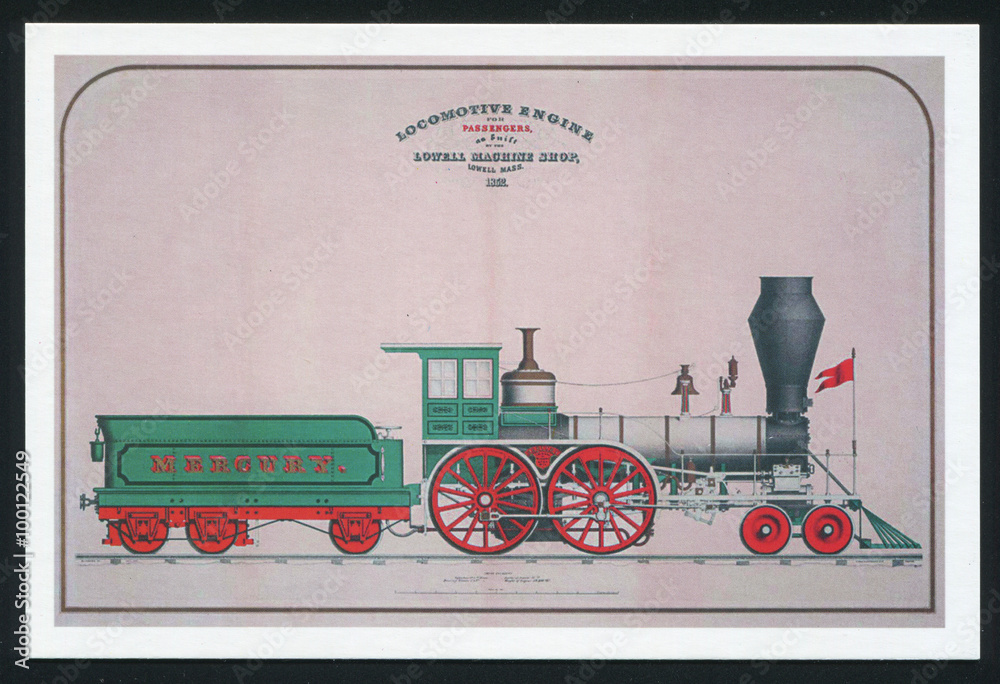 Naklejka premium Lithography locomotive