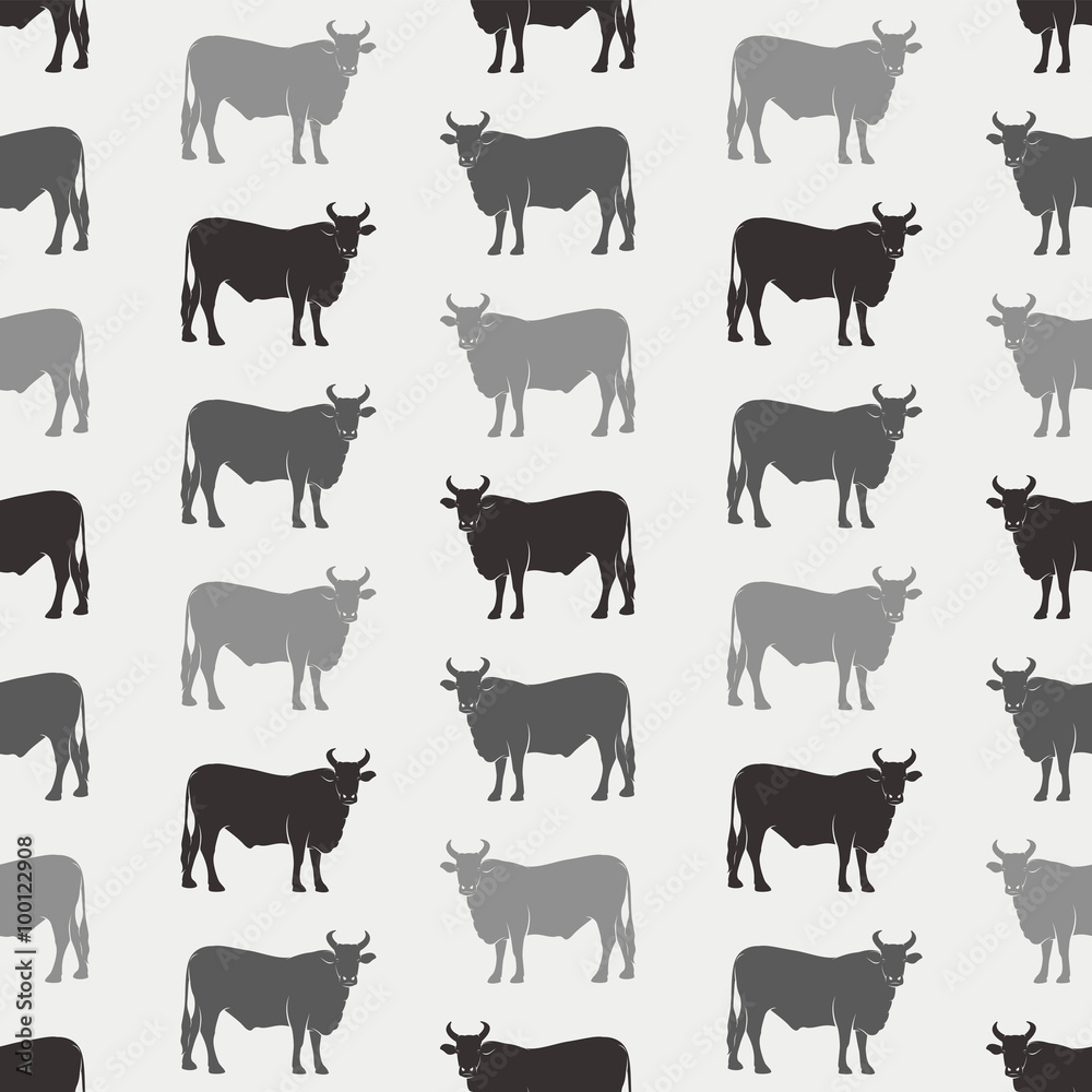 Cow vector art background design for fabric and decor. Seamless