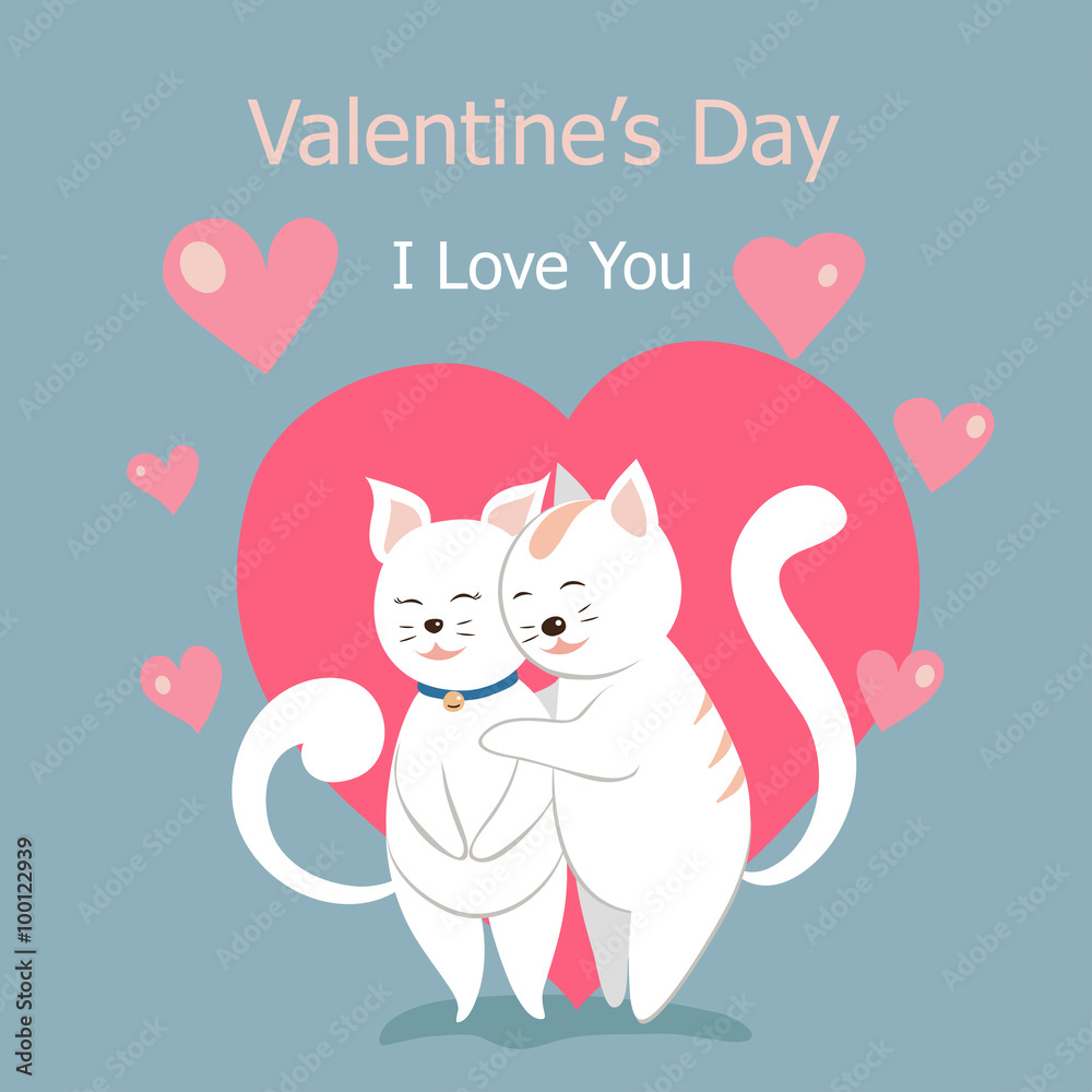 Cute cat valentine day lover, Vector illustration. Cute cat valentine day lover, Vector illustration.