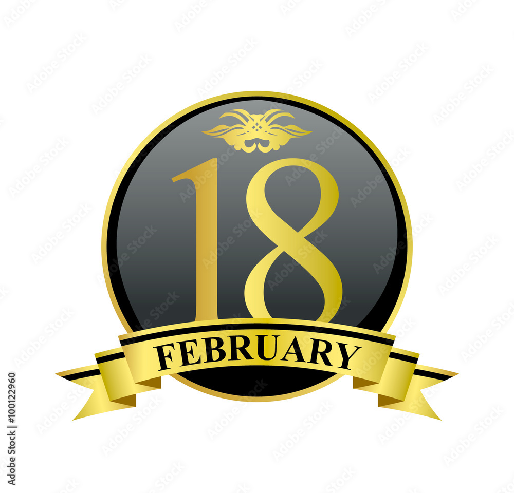 18 february golden calendar circle with ribbon 18 february golden calendar circle with ribbon
