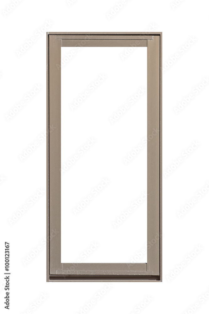 Brown metal window frame isolated on white background Brown metal window frame isolated on white background