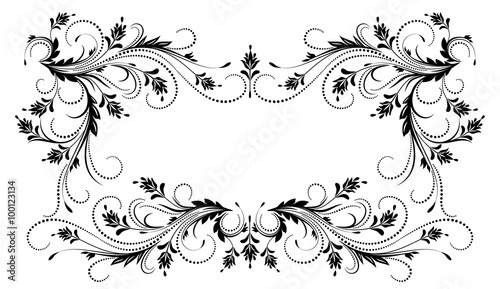 Decorative floral frame with ornament in retro style