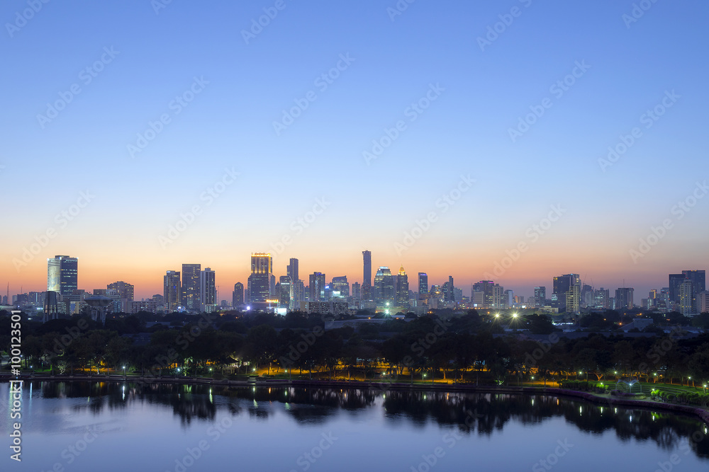  the Bangkok city night with the twilight scene after sunset
