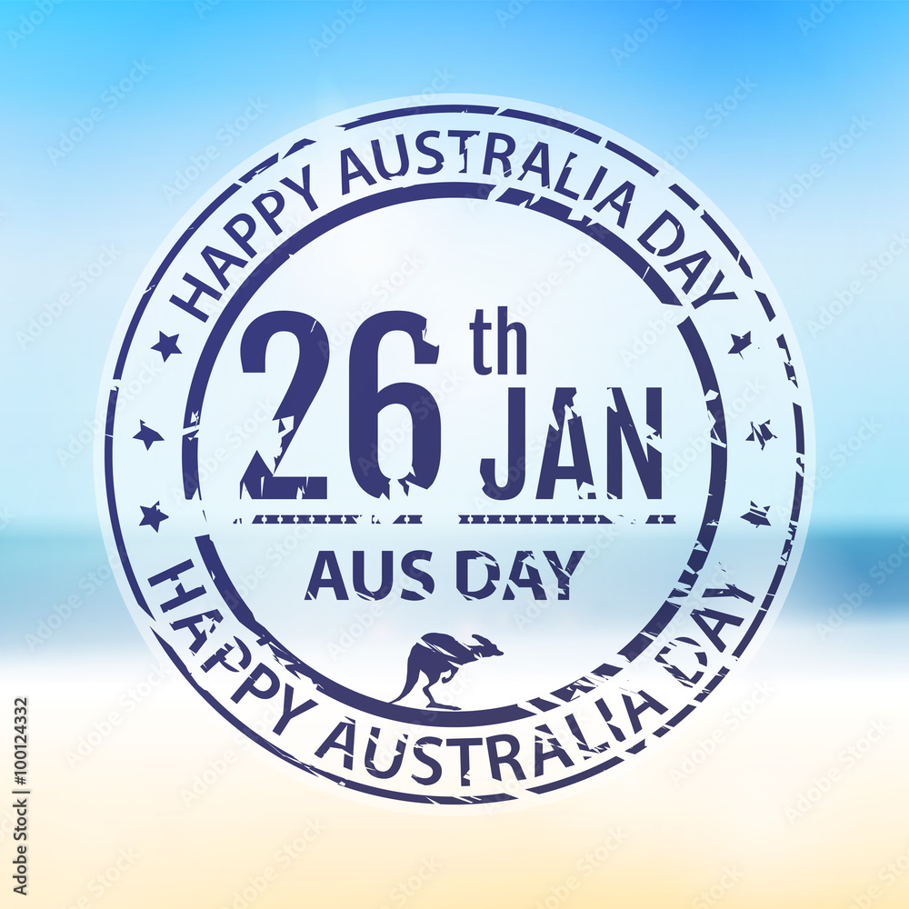 Australia day stamp in vector. Grange blue emblem for australia 