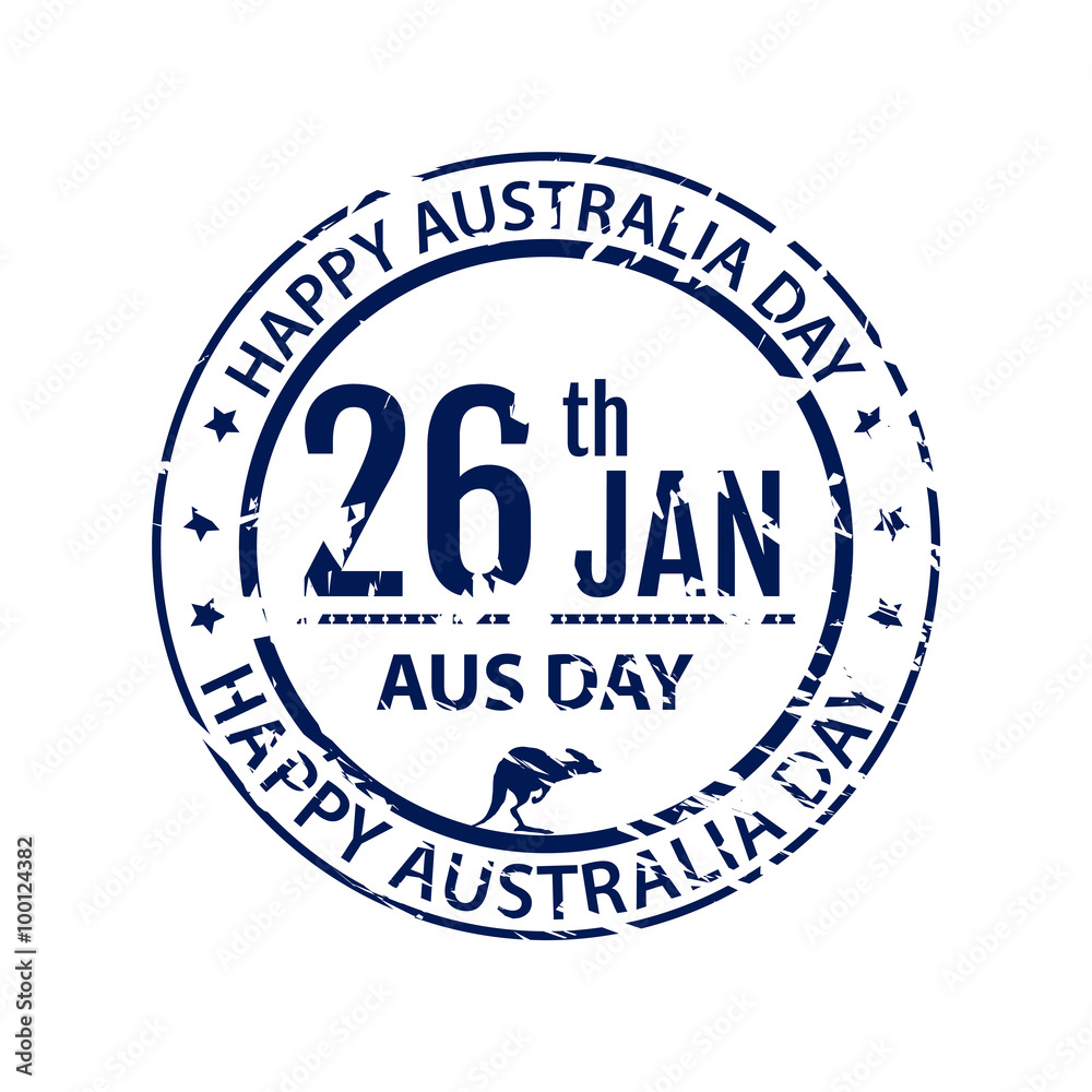 Australia day stamp in vector. Grange blue emblem for australia 