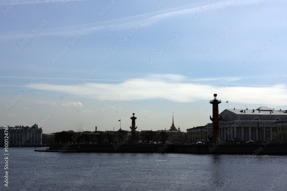 Embankment of the river Neva in Saint-Petersburg, Russia