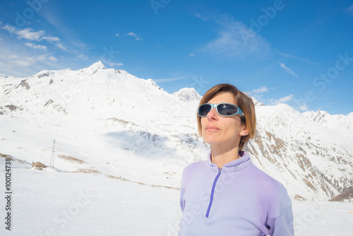 Female alpinist watching the sun © fabio lamanna