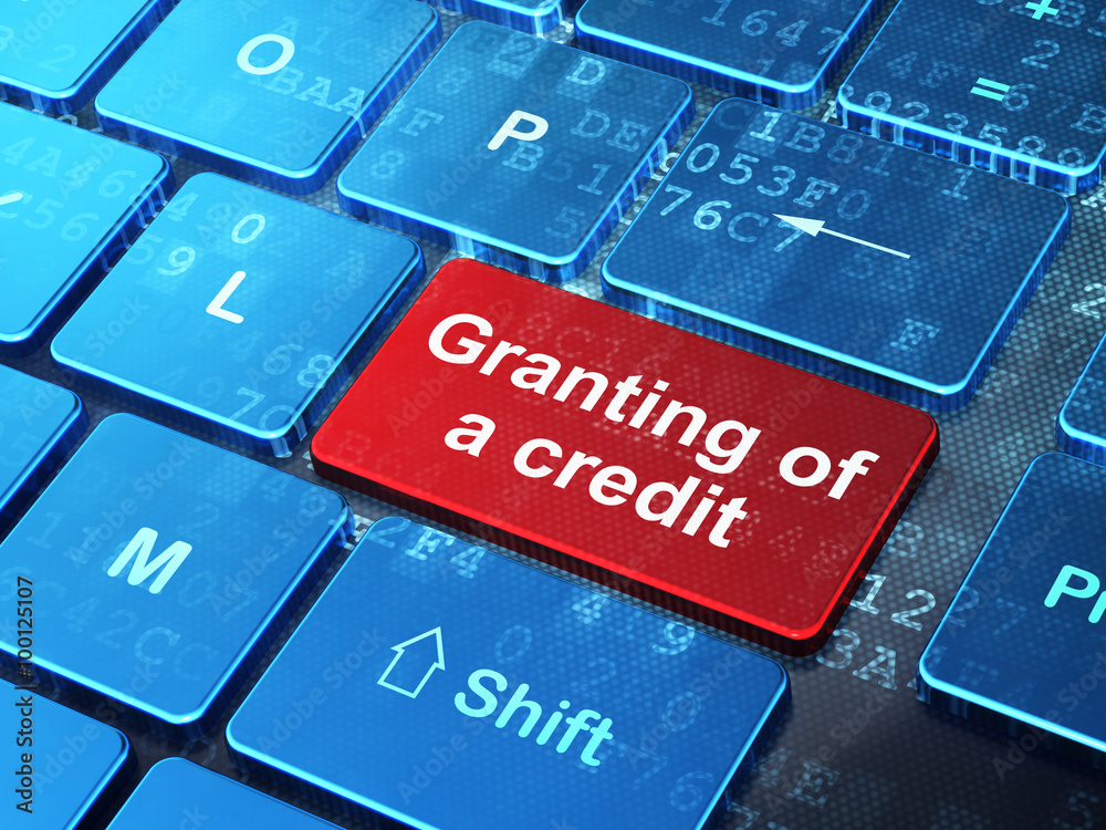 Fototapeta premium Banking concept: Granting of A credit on computer keyboard background