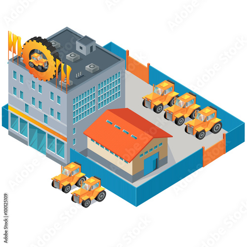 Isometric factory building for baking bread products