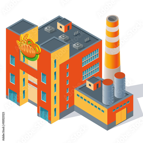 Isometric factory building for baking bread products