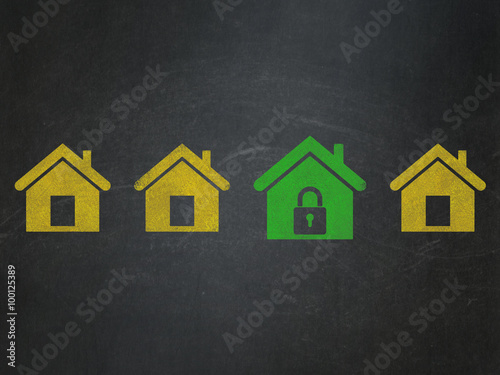 Security concept  home icon on School Board background