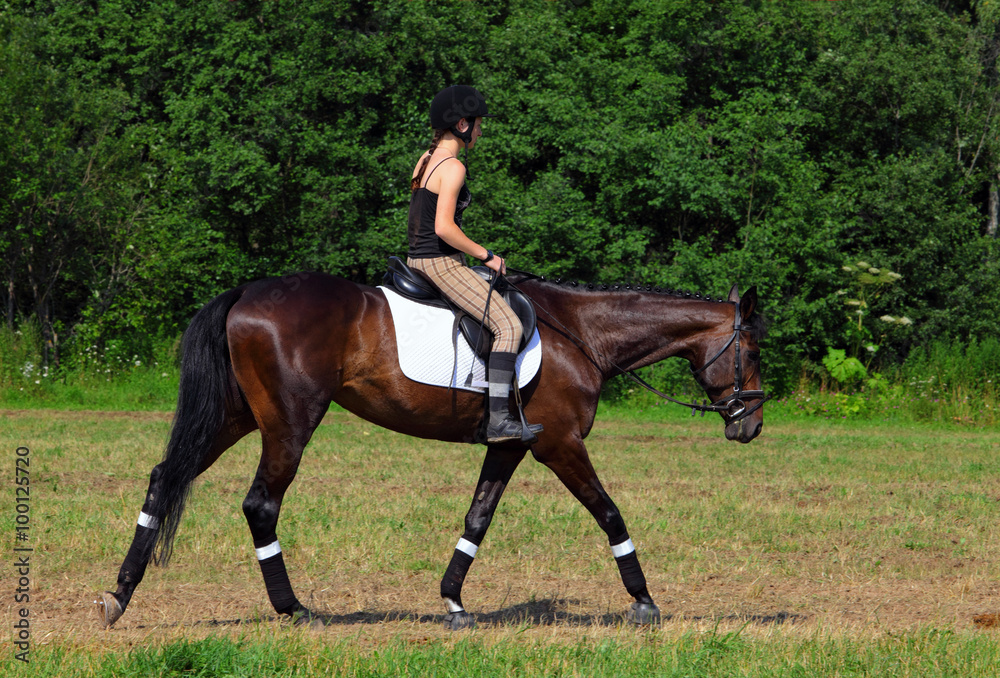 Woman enjoying while horseback riding Woman enjoying while horseback riding
