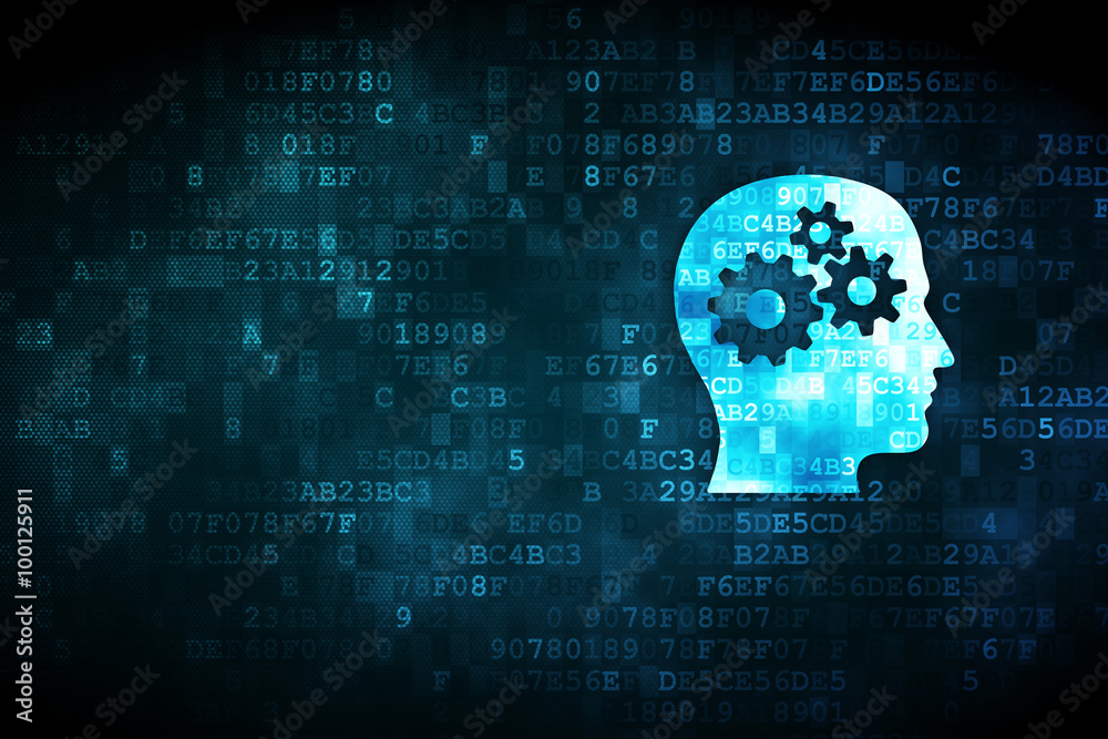 Business concept: Head With Gears on digital background Business concept: Head With Gears on digital background