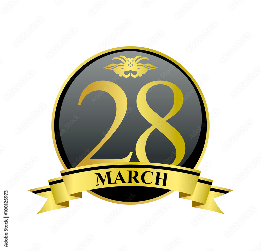28 march golden calendar circle with ribbon 28 march golden calendar circle with ribbon
