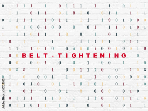 Business concept: Belt-tightening on wall background
