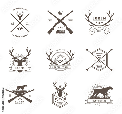 Vector set of hunting labels