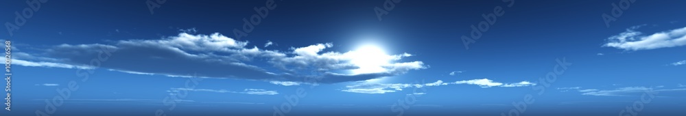 Naklejka premium panorama niebo panoramę, chmury, słońce w chmurach