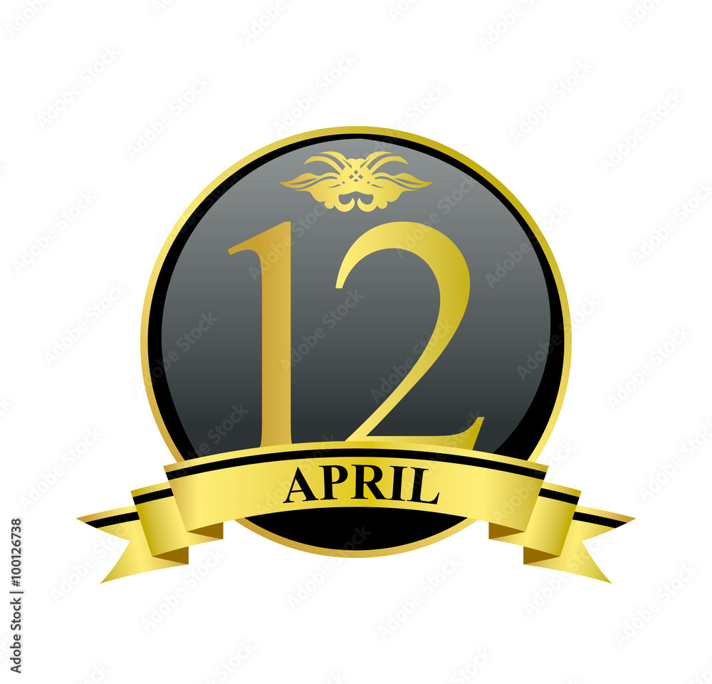 12 april golden calendar circle with ribbon 12 april golden calendar circle with ribbon