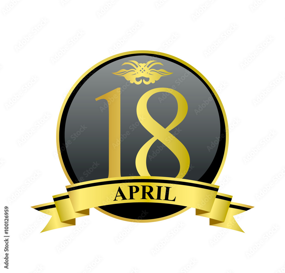 18 april golden calendar circle with ribbon 18 april golden calendar circle with ribbon