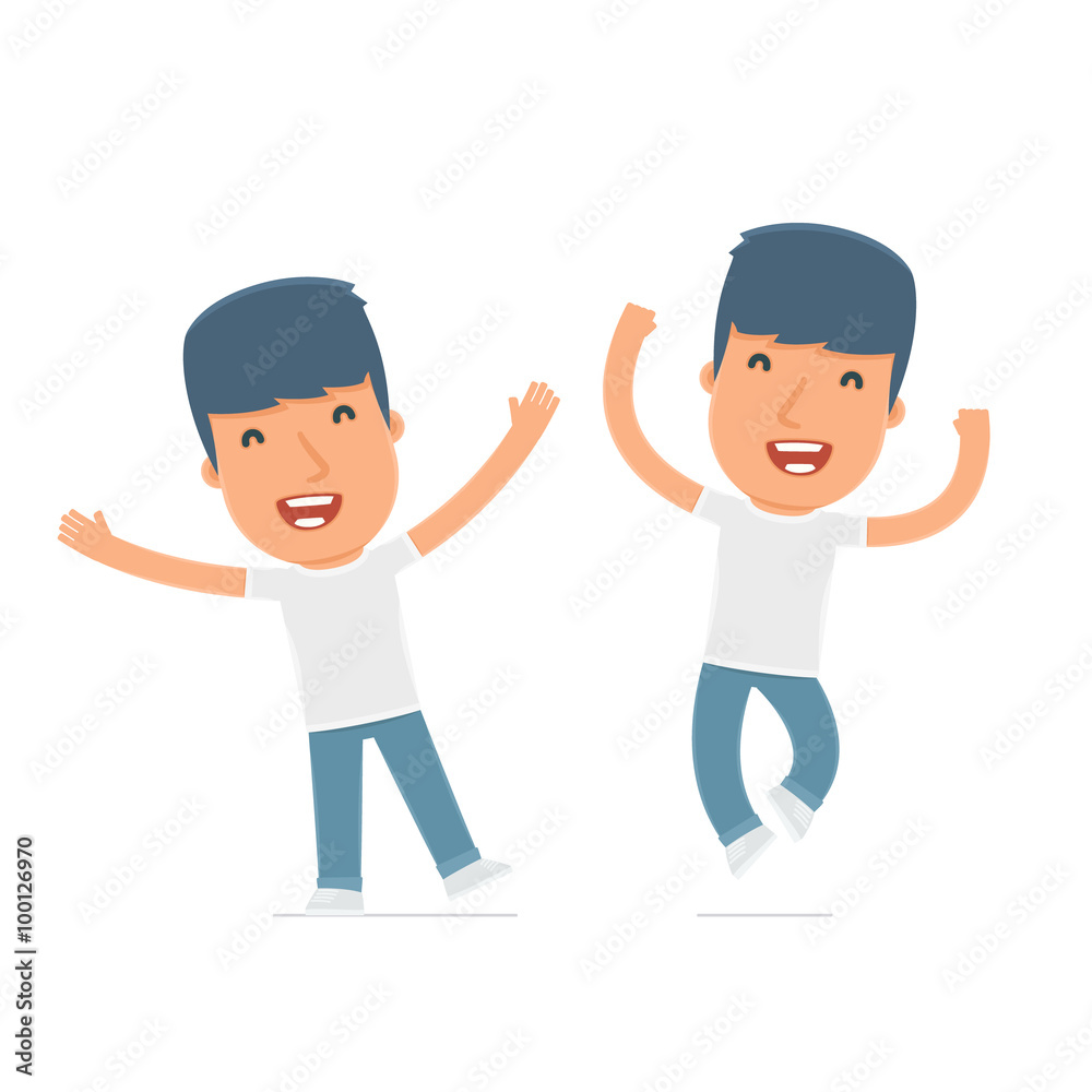 Laughing and Joyful Character Activist celebrates and jumps Laughing and Joyful Character Activist celebrates and jumps