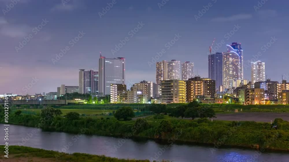 Kawasaki, Japan skyline at the Tamagawa River. Kawasaki, Japan skyline at the Tamagawa River.