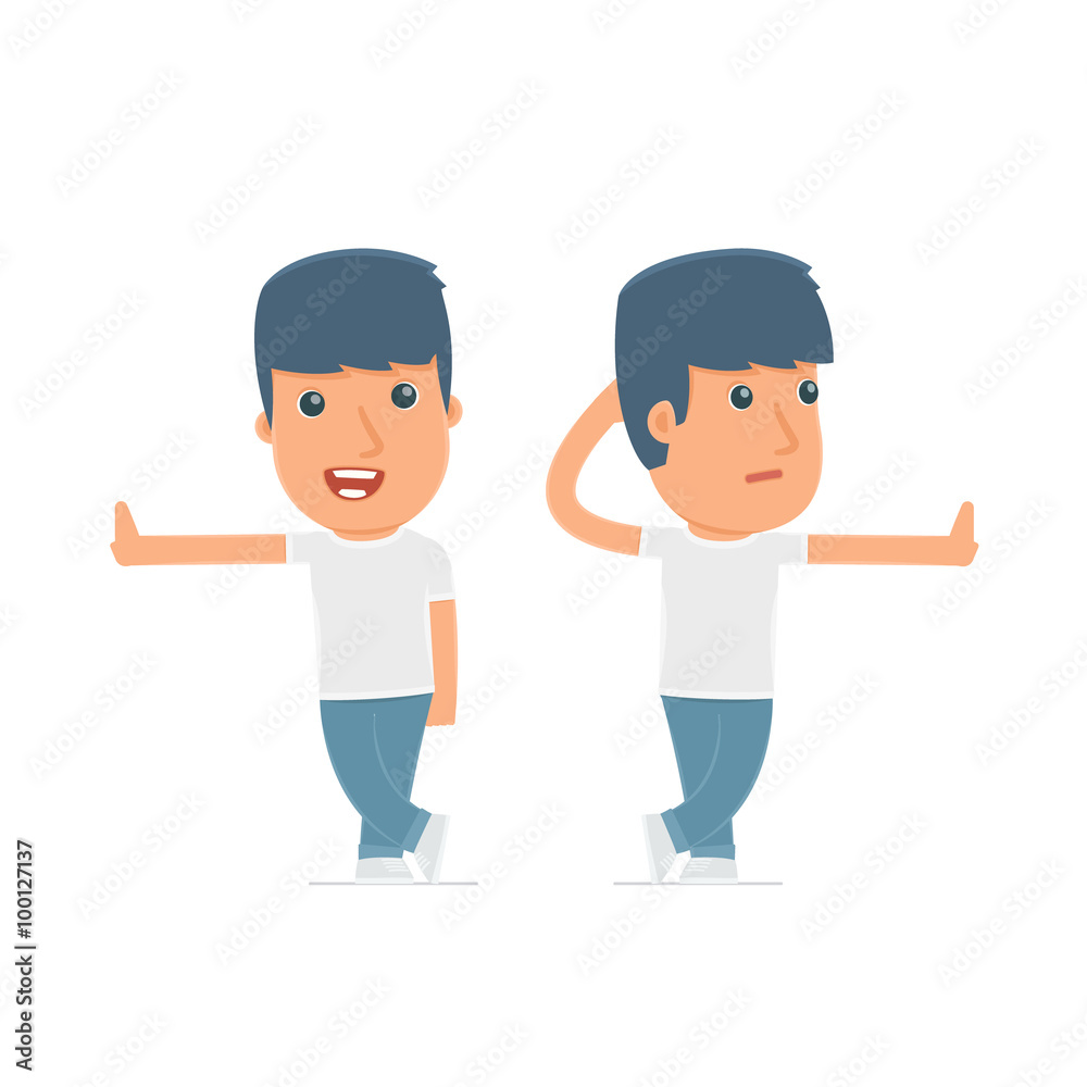 Doubt and Funny Character Activist leaned against the wall and s Doubt and Funny Character Activist leaned against the wall and s