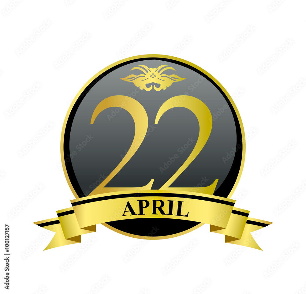 22 april golden calendar circle with ribbon 22 april golden calendar circle with ribbon