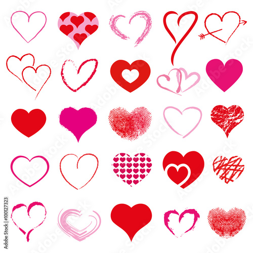 Heart set, heart icon vector collection
