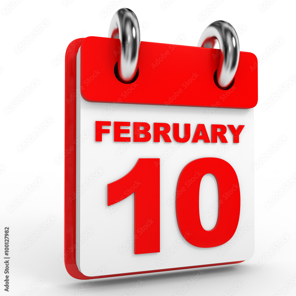 10 february calendar on white background. 10 february calendar on white background.
