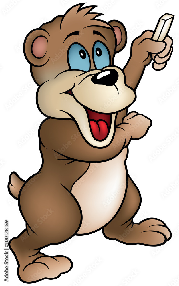 Obraz premium Bear Holding Chalk - Cartoon Illustration, Vector