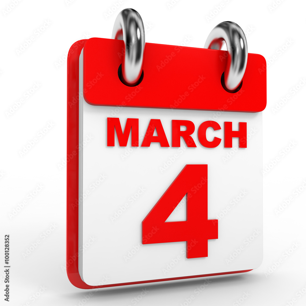 4 march calendar on white background. 4 march calendar on white background.