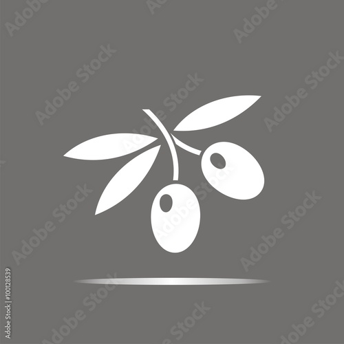 Icono de aceitunas. Rama de olivo sobre fondo oscuro