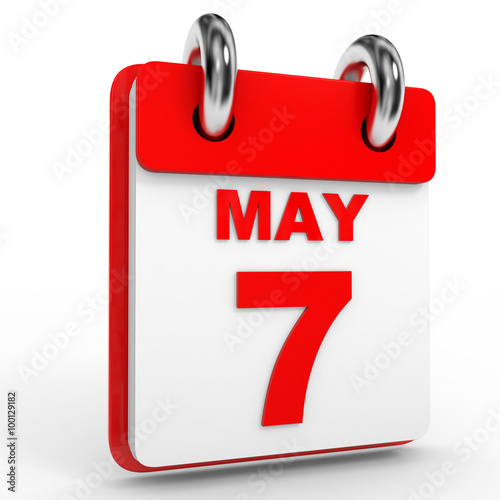 7 may calendar on white background.