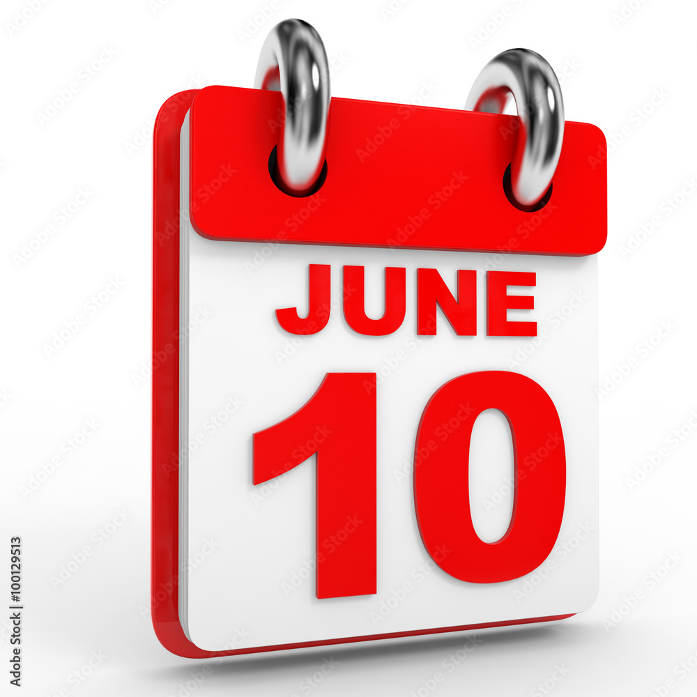 10 june calendar on white background. 10 june calendar on white background.