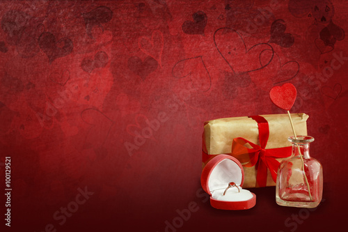 romantic valentine background withheart and gift photo